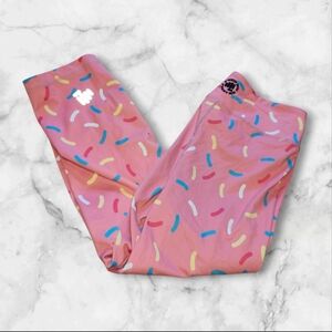 Feed Me Fight Me Pink Sprinkle Leggings with Multicolor Confetti